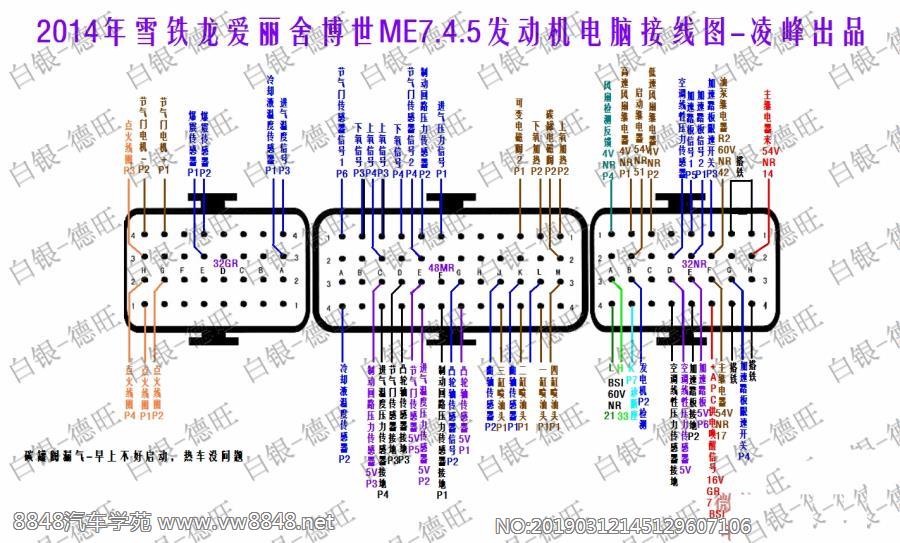2014年雪铁龙爱丽舍博世ME7.4.5发动机电脑接线图